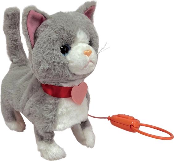 Gatta di peluche Mili al guinzaglio