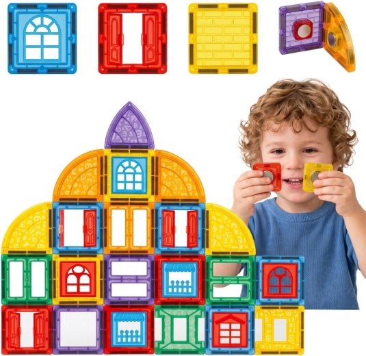 Set di costruzioni magnetico Woopie castello 3D, 100 pezzi