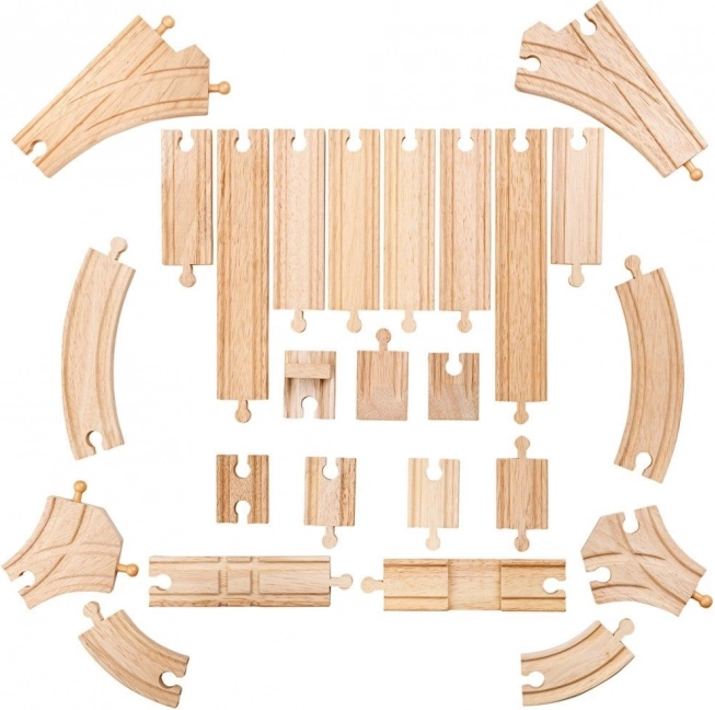 BIGJIGS RAIL binari in legno, set da 25 pezzi