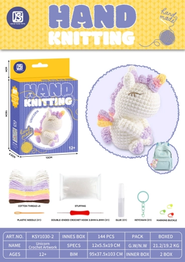 Kit creativo per realizzare un peluche in filo: unicorno