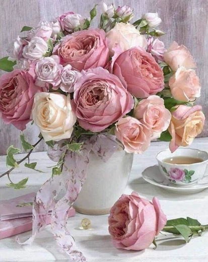 Norimpex Pittura con diamanti Diamantové malování Bouquet di rose 30x40 cm