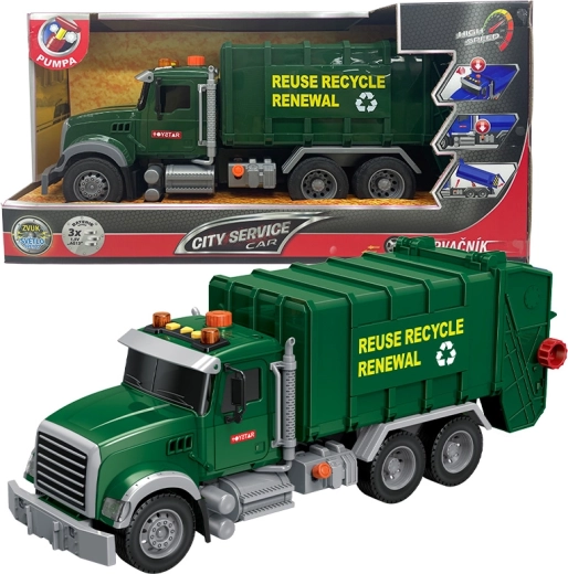 Camion della nettezza urbana Sparkys City Service Car verde 1:14