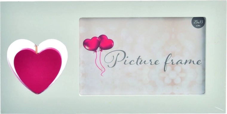 Cornice portafoto in legno a forma di cuore, bianca 13 × 25 cm