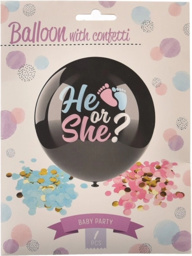 Pallone in lattice BOY/GIRL con coriandoli 90 cm