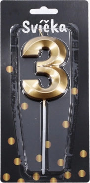 Candela da festa numero 3 dorata