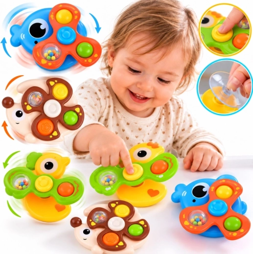 Set di spinner sensoriali Pop It con ventose a forma di animali - 3 pezzi