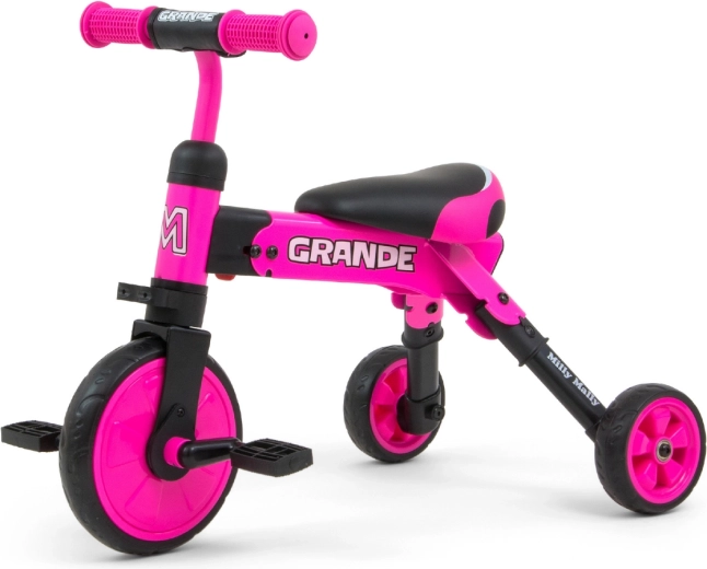 Milly Mally Grande 2 in 1, cavalcabile e triciclo rosa per bambini