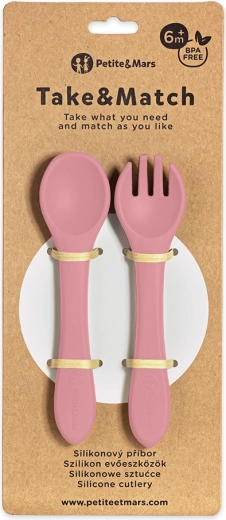 Petite&Mars set di posate in silicone take&match dusty rose 6m+
