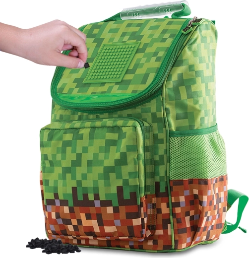 Cartella scolastica Pixie crew verde-marrone con pannello a pixel