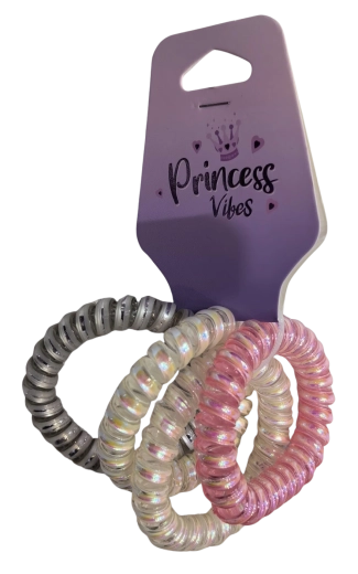 PINK set di elastici a spirale per capelli perlati e metallizzati (4 pz)