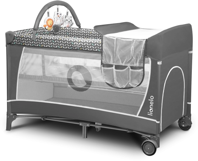Lettino da viaggio e box 2 in 1 LIONELO Flower – Grigio