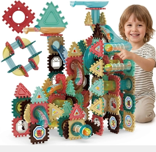 Woopie set di costruzioni 3D con pista per biglie, 228 pezzi