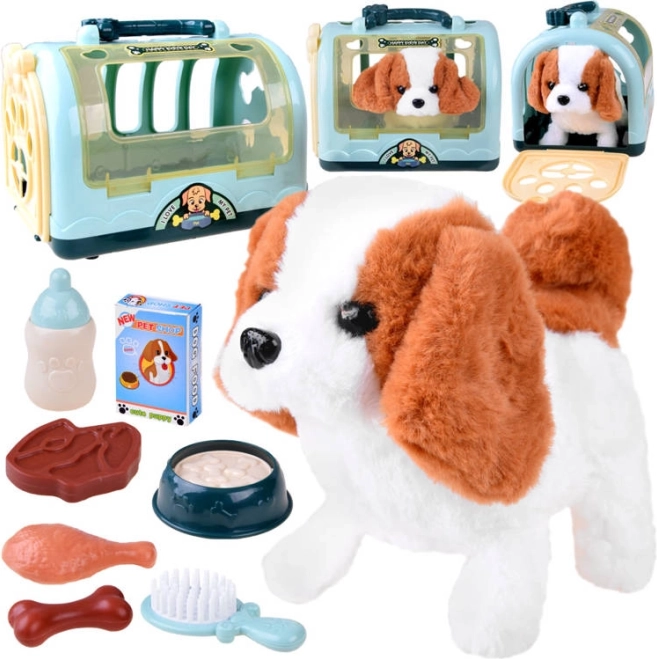 cagnolino beagle di peluche interattivo con trasportino portatile e accessori per l’alimentazione