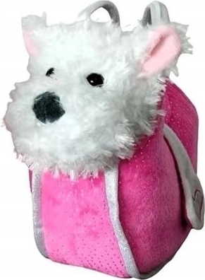 Cagnolino di peluche West Highland White Terrier in borsetta rosa