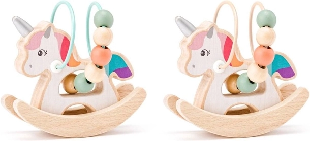 WOODY unicorno a dondolo in legno con labirinto motorio - 1 pezzo