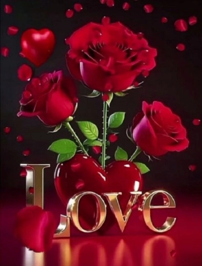 Norimpex pittura con diamanti rose rosse con scritta Love 30 × 40 cm