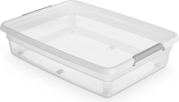 Basestore box contenitore con ruote con coperchio e clip 60 l