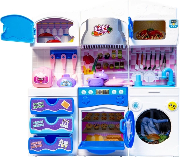 Set da cucina per bambole in versione blu