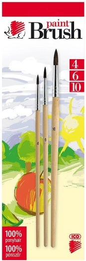 Set di pennelli scolastici rotondi ICO in pelo naturale (misure 4, 6, 10)