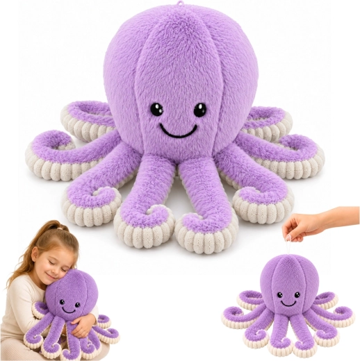 Polpo di peluche – compagno da coccolare con tentacoli elastici viola 50 cm
