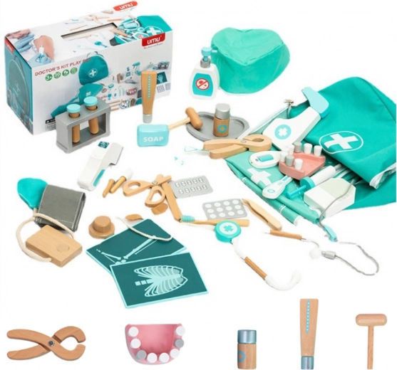 Set di legno per piccoli medici e dentisti per bambini