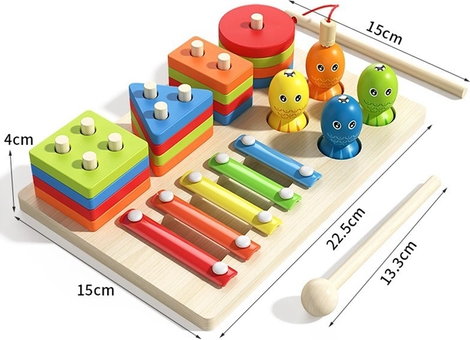 Set di strumenti musicali in legno per bambini, 18 pezzi