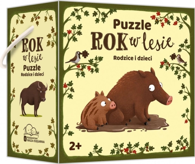 Un anno nel bosco: genitori e cuccioli – puzzle per bambini da 20 pezzi