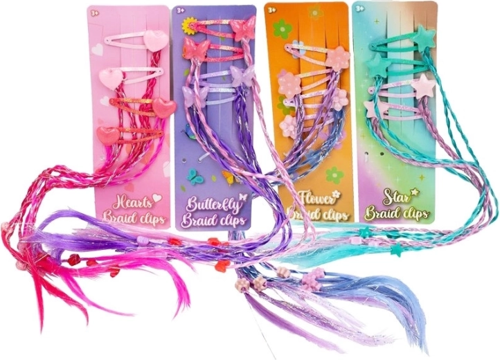 Mollette per capelli per bambini con treccine colorate – set da 4 pezzi