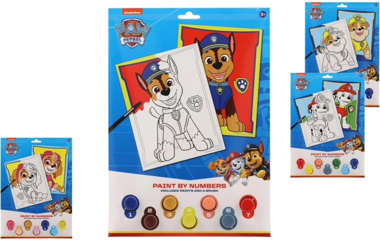 Pittura con numeri formato A4 Paw Patrol con colori - 1 pezzo