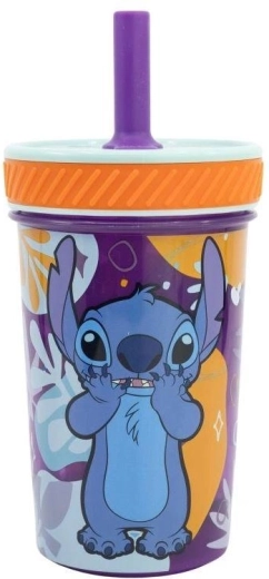 Bicchiere sicuro per bambini con cannuccia Stitch - 1 pezzo