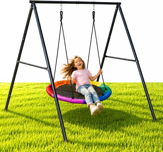 Altalena da giardino per bambini a nido 100 cm con telaio in acciaio ECOTOYS