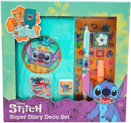 Set decorativo con quaderno e penna a sfera Disney Stitch Super Diary Deco Set