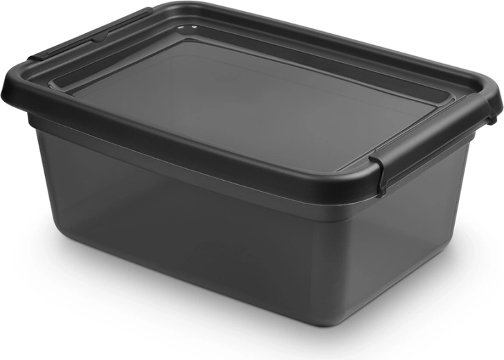 Box contenitore Basestore con coperchio e clip coal 12,5 l (28 × 38 × 16 cm)