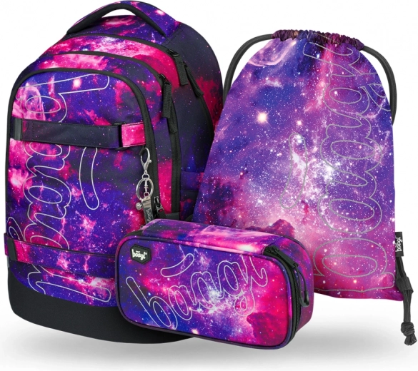 Set scolastico Baagl Galaxy: zaino, astuccio, sacco