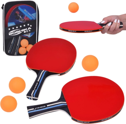 Set da ping pong: 2 racchette in legno, 3 palline e custodia