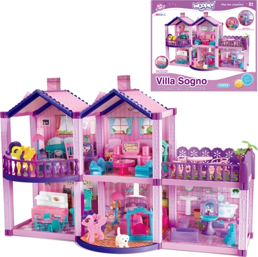 WOOPIE casa delle bambole Pony Fantasy Villa con 120 pezzi