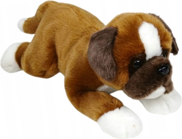 Cane boxer di peluche sdraiato 30 cm