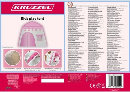 Tenda da gioco per bambini a forma di casetta con ghirlanda luminosa cotton balls