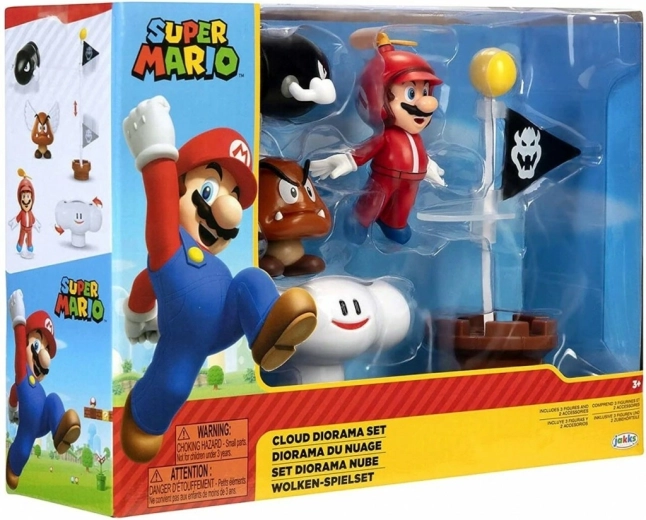 Super Mario diorama della nuvola con personaggi