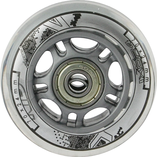 Set di ruote PU trasparenti 70 × 24 mm con cuscinetti ABEC 7 NILS EXTREME
