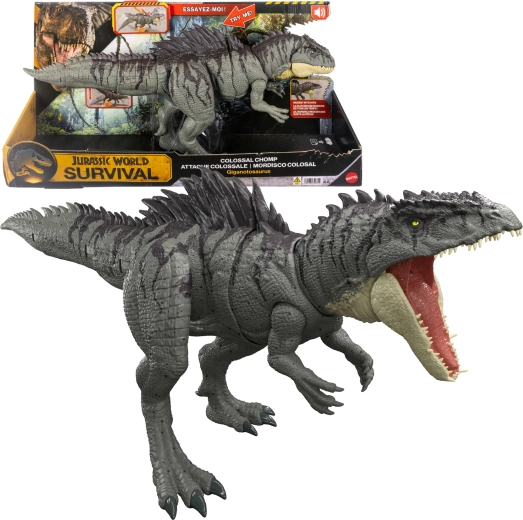 Mattel Jurassic World Survival figura Giganotosauro Mega Mascella – Attacco Giga
