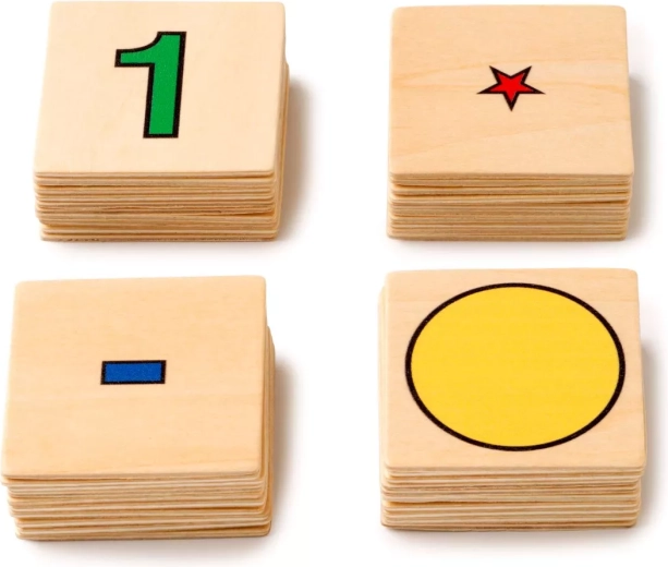 40 carte in legno per abbinare e fare pratica