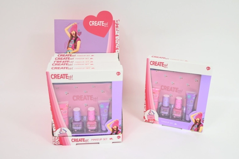 Create It! set cosmetico per bambini rosa-viola con borsetta porta-trucchi