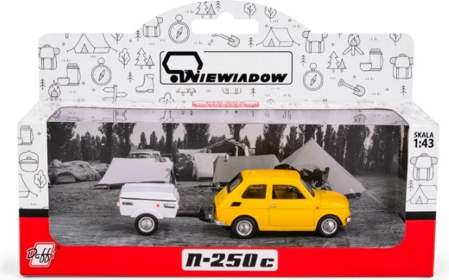 Fiat 126p con rimorchio Niewiad K-612 corto giallo