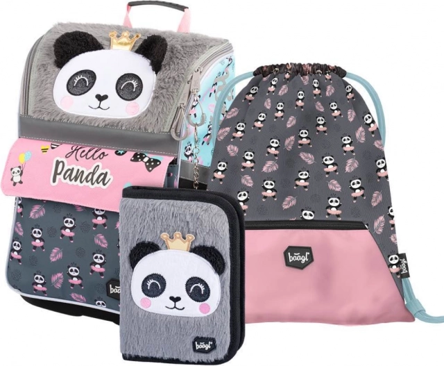 Set scolastico BAAGL Zippy Panda – cartella, astuccio e sacca per le scarpe di ricambio