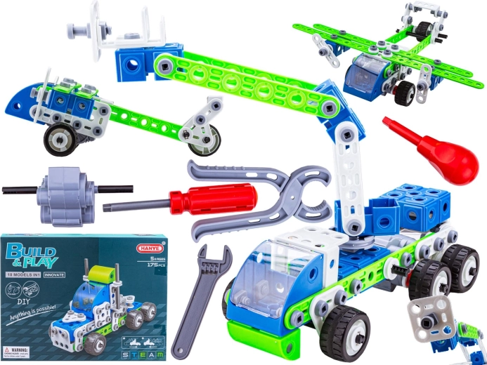Set di costruzioni 18 in 1 – veicoli e aereo smontabili