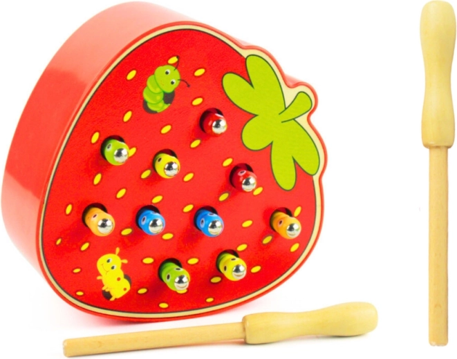 Gioco di cattura vermi in legno - Fragola rossa