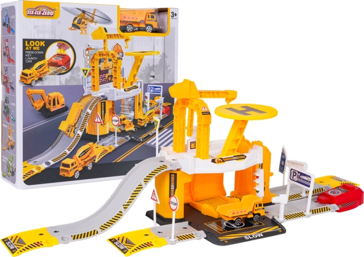 Garage per bambini con parcheggio e lanciatore – cantiere