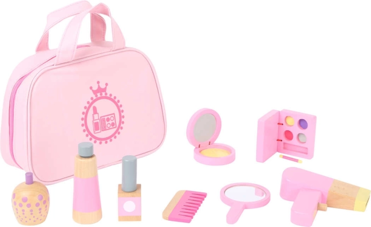 Accessori in legno per giocare al trucco
