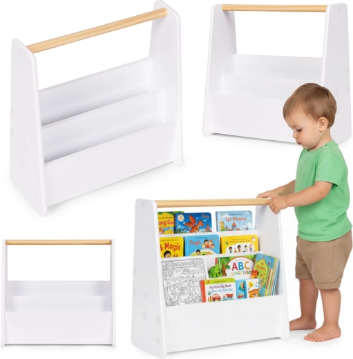 Libreria montessori per bambini stand portaliibri a 3 ripiani bianco ECOTOYS